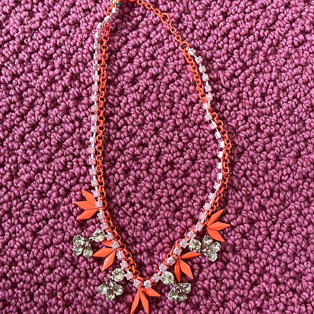 JCREW Crewcuts Orange and Hot pink statement necklace, great worn condition cute